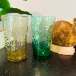 Set of 2 Vintage wavy glass tumblers